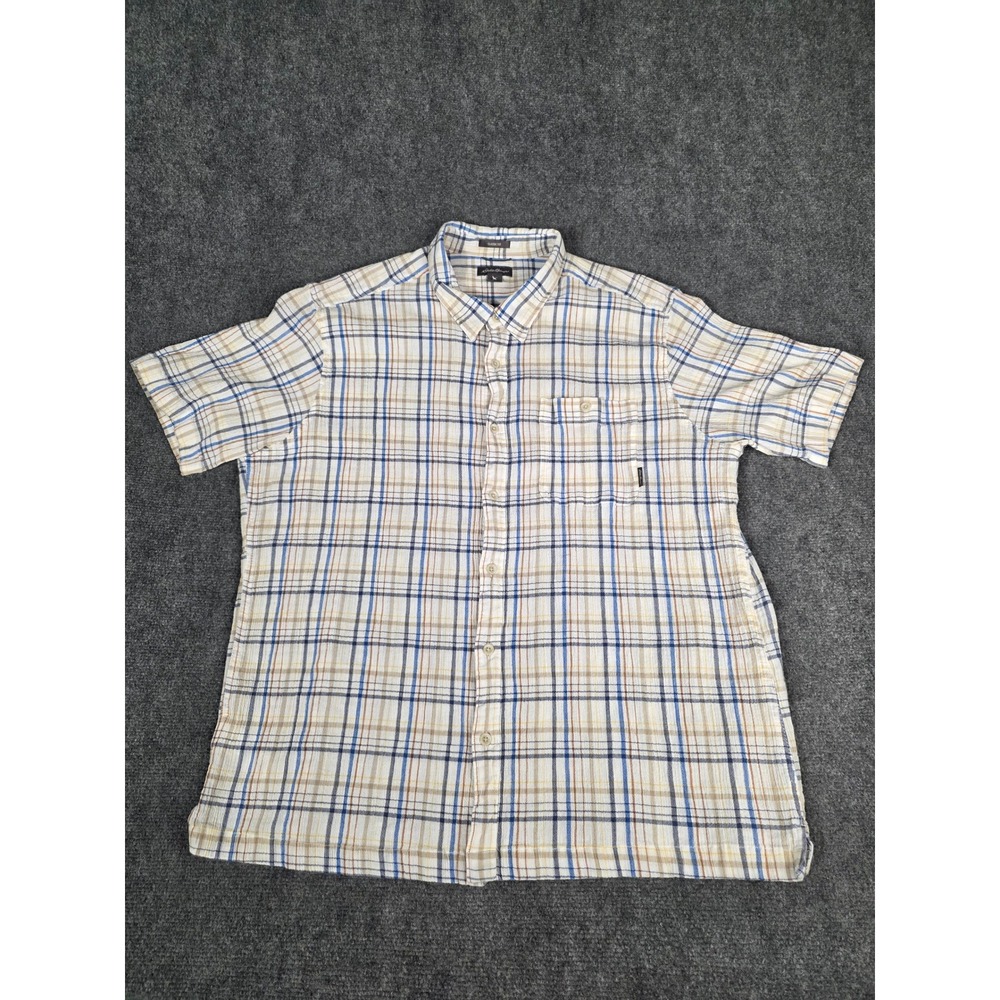 Eddie Bauer Classic Fit Mens‎ 3XL Plaid Short Sleeve Button Down Shirt Casual